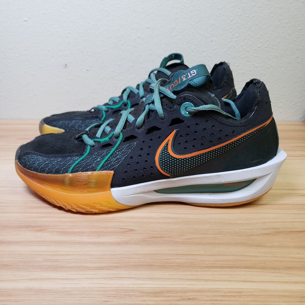 Nike Mens Size 8 G.T. Cut 3 Basketball Shoes Black Green Orange Athletic Sporty